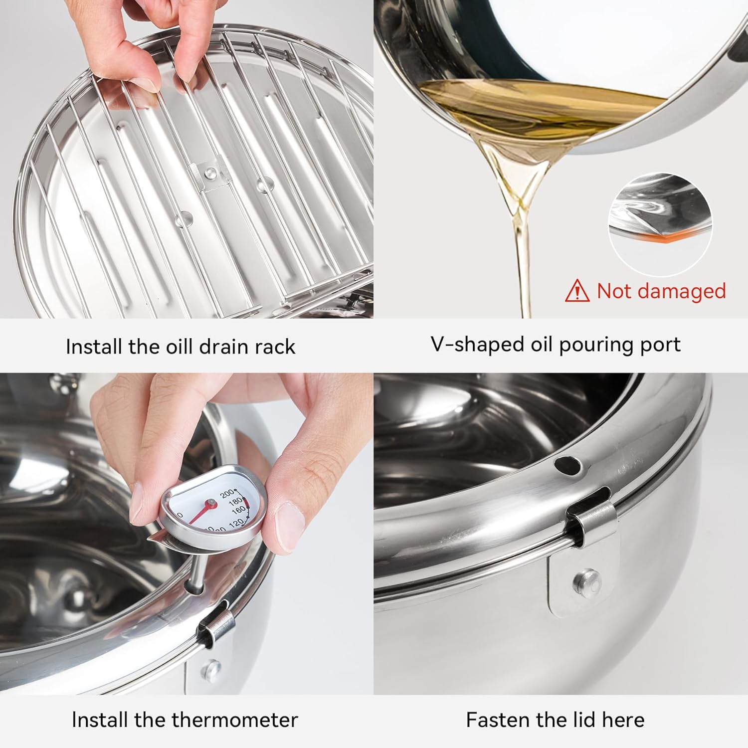 Deep Fryer Pot，142 Oz /4.2L Janpanese Style Tempura Frying Pot