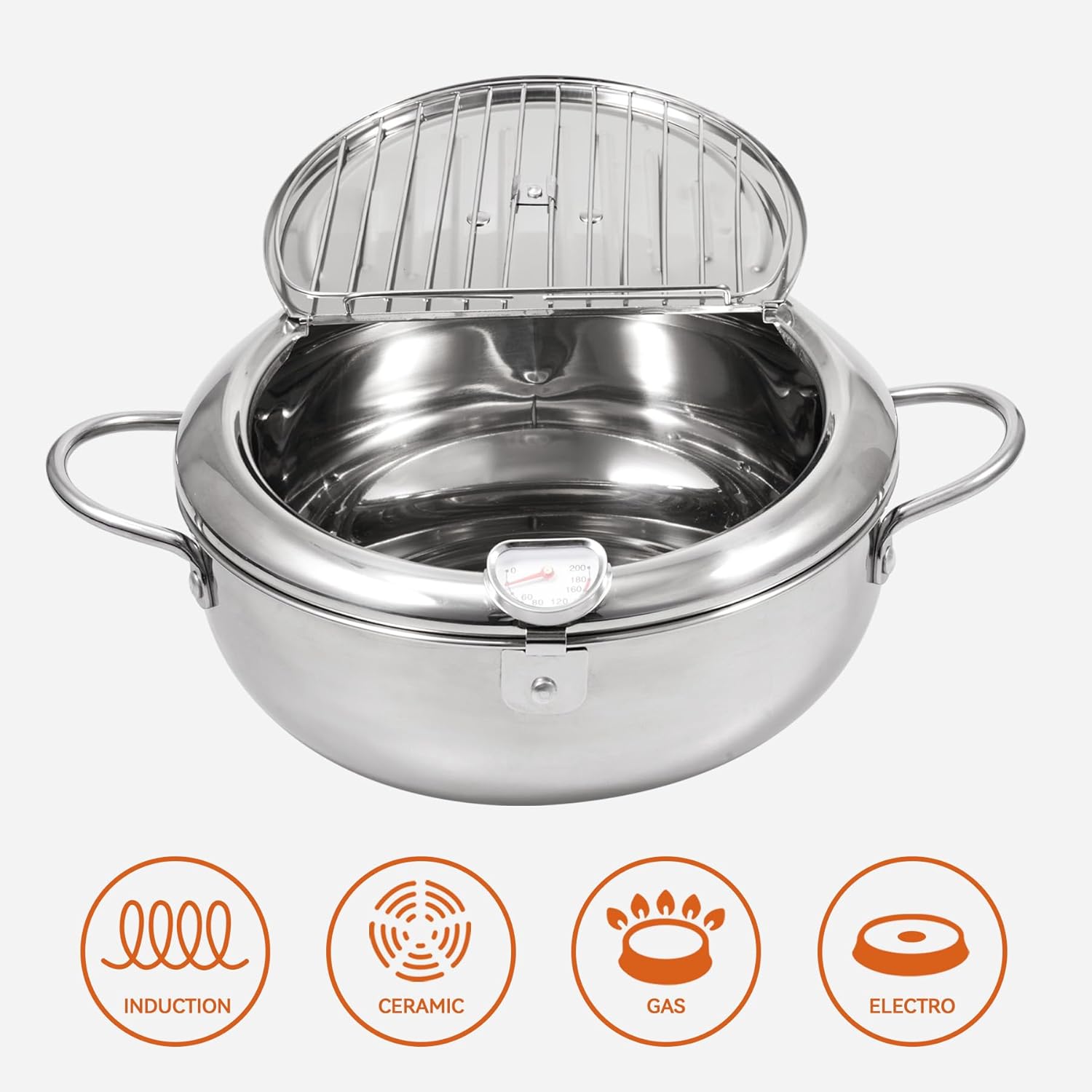Deep Fryer Pot，142 Oz /4.2L Janpanese Style Tempura Frying Pot