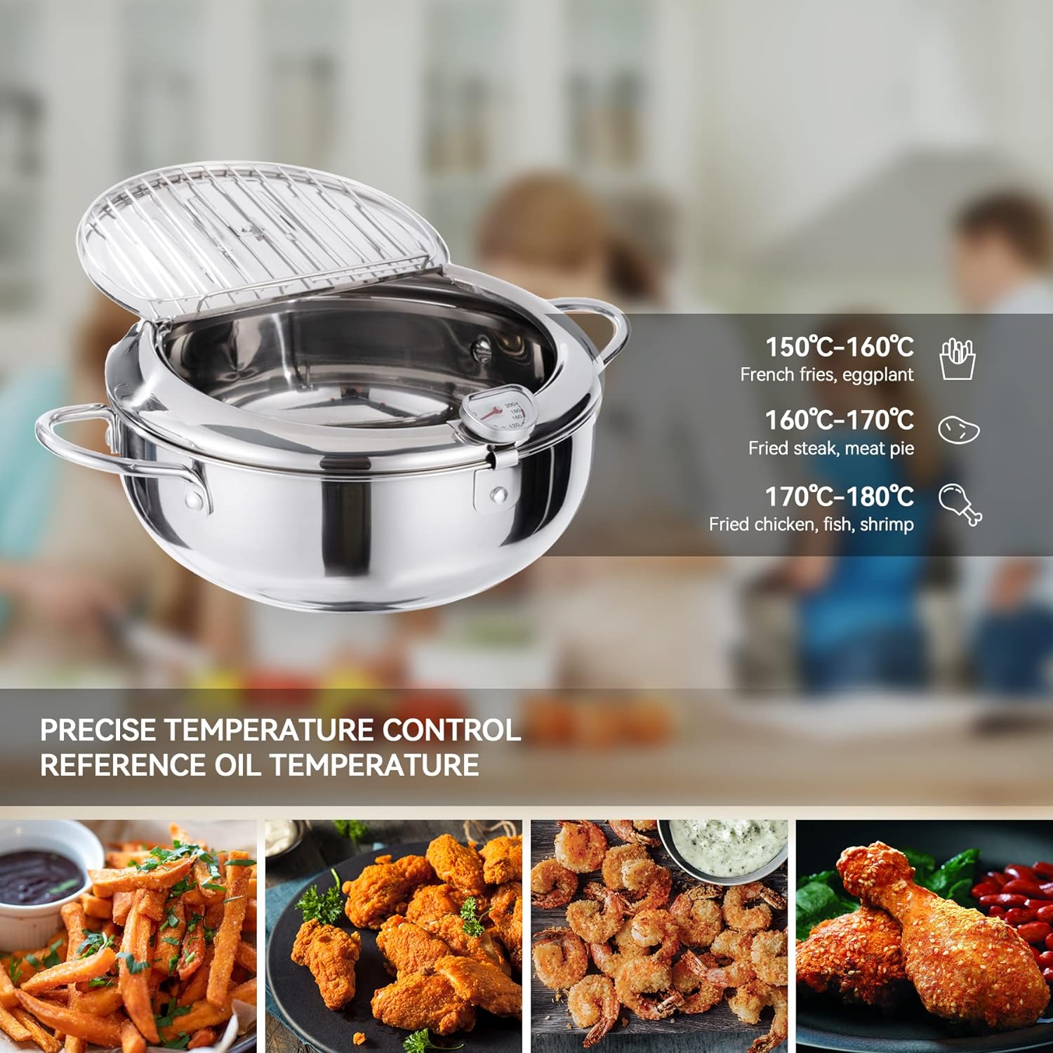 Deep Fryer Pot，142 Oz /4.2L Janpanese Style Tempura Frying Pot